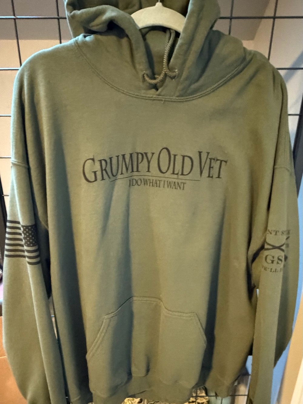 Grumpy Old Vet Grunt Style XL Olive Hoodie